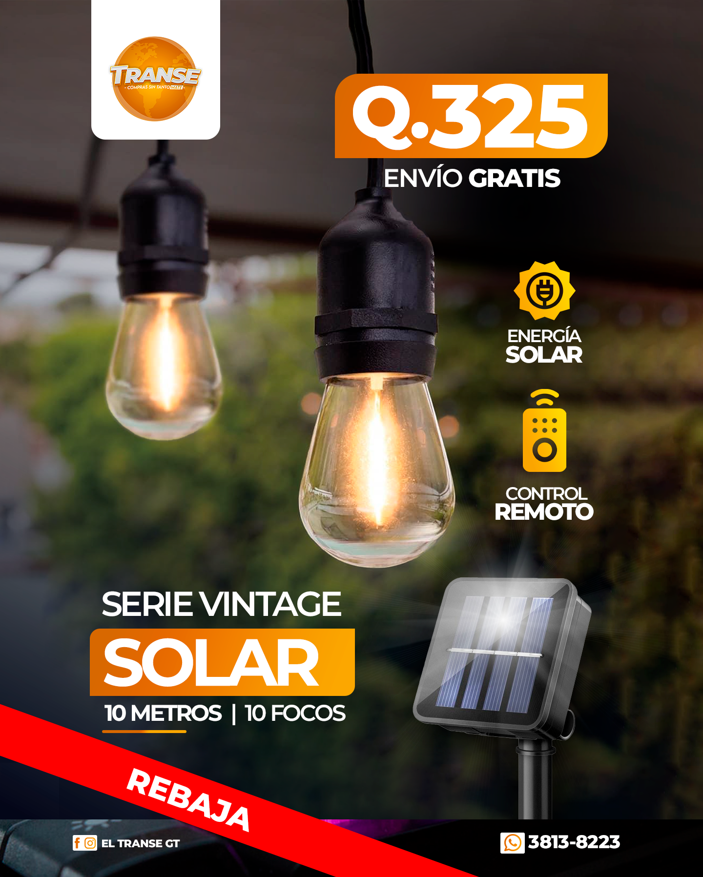 SERIE DE LUCES VINTAGE SOLARES